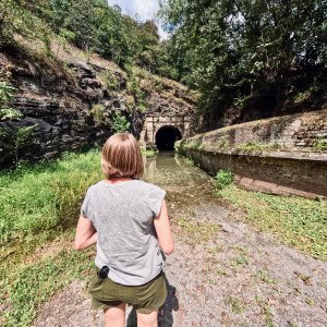 Canal view of the entrance to the tunnel